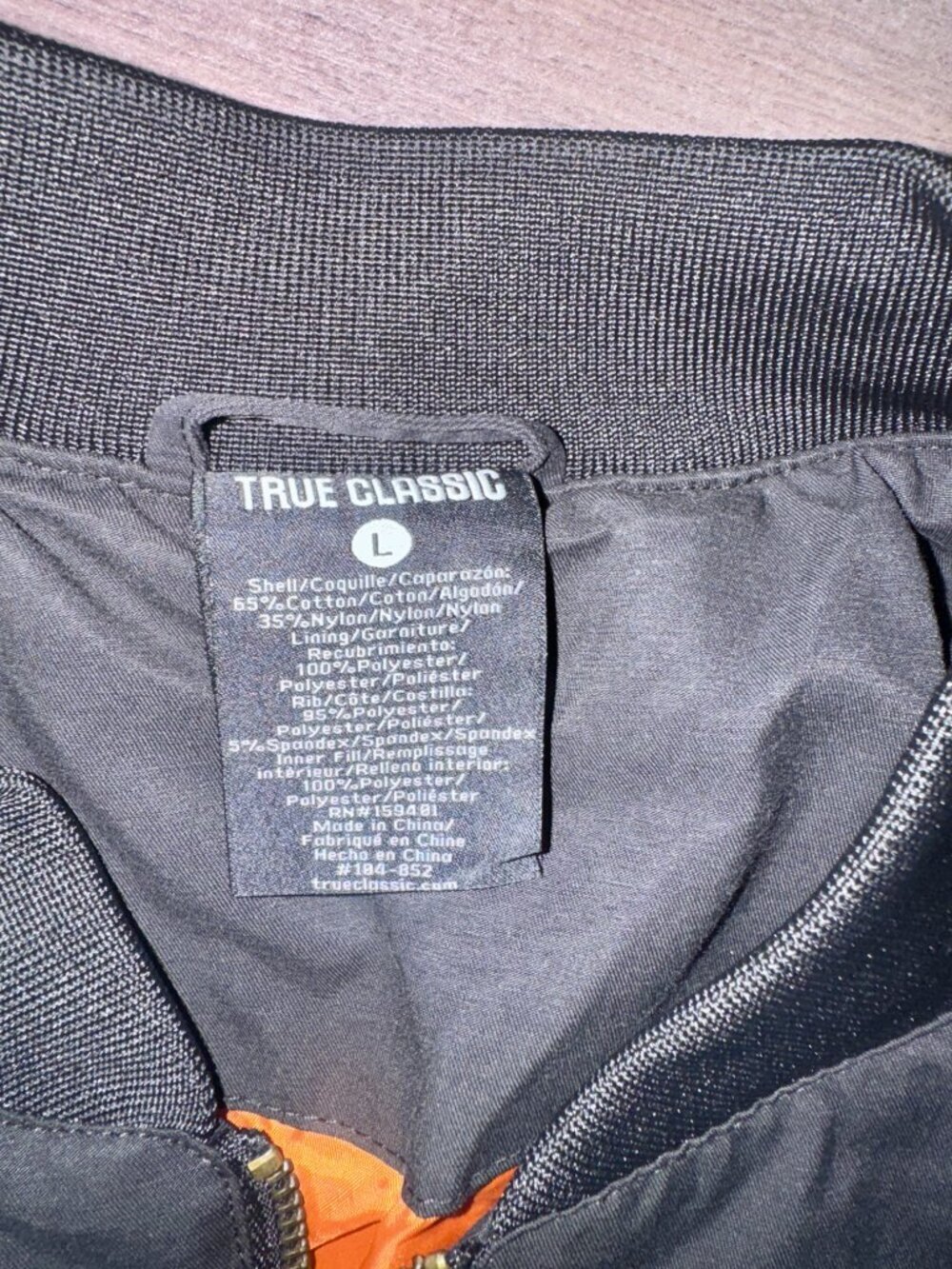 🖤 NWOT True Classic Men's Water Resistant Bomber Jacket ✈️ Size Large - Picture 7 of 16